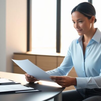 een letter of credit specialist op kantoor met casual kleding aan een letter of credit specialist op kantoor met casual kleding aan