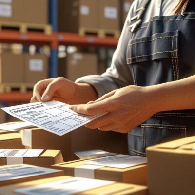 Orderpicker met pakbonnen